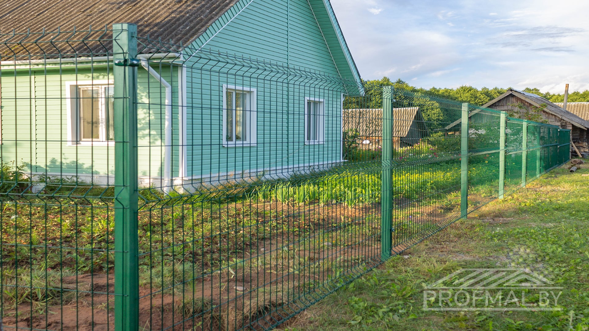 Установка 3D забора RAL 6005 (зеленый) + ворота распашные + калитка