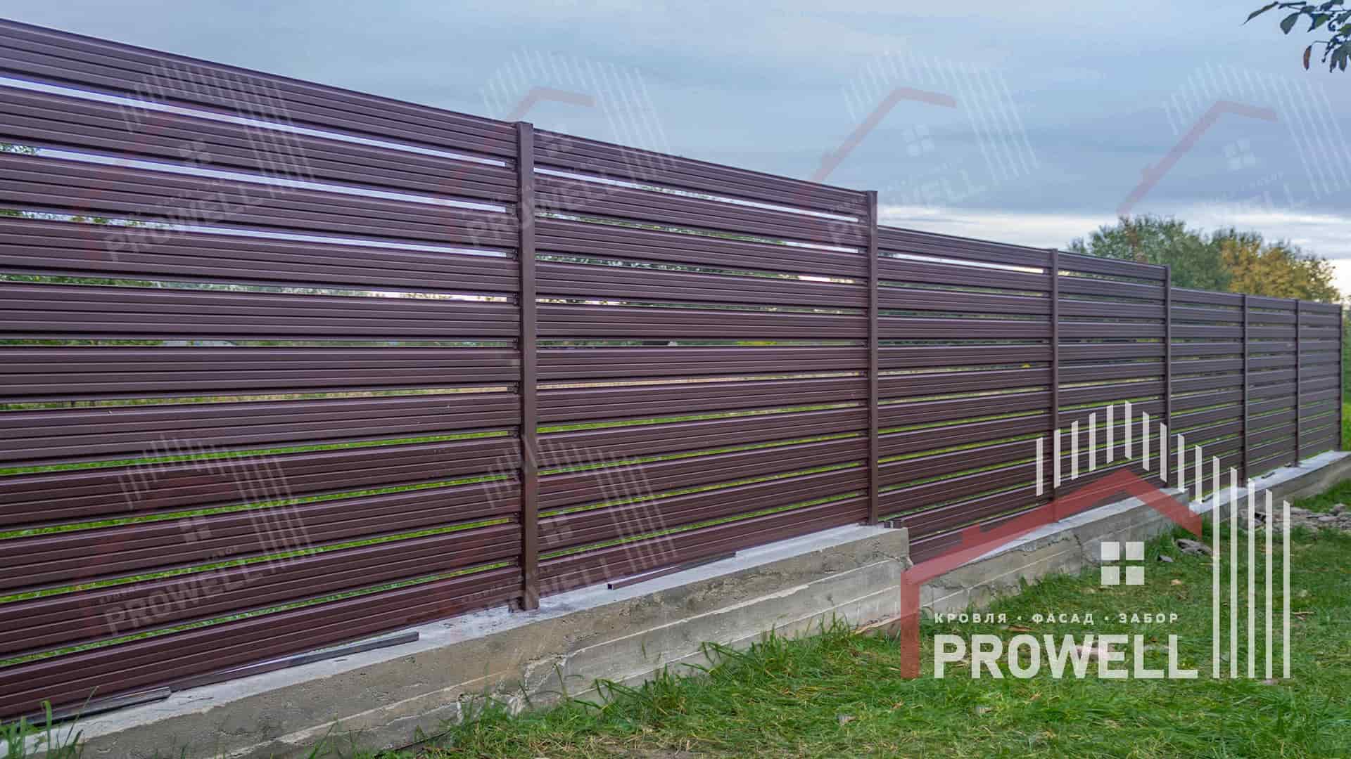 Монтаж забора РАНЧО из металлического штакетника "КЛАССИК" RAl 8017 (коричневый) МАТ"